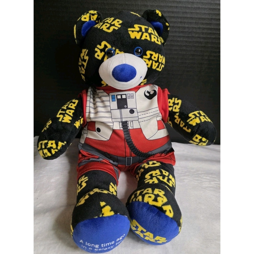 Build A Bear Star Wars Logo Teddy Poe Outfit  17" Black Yellow & Blue Plush 2016
